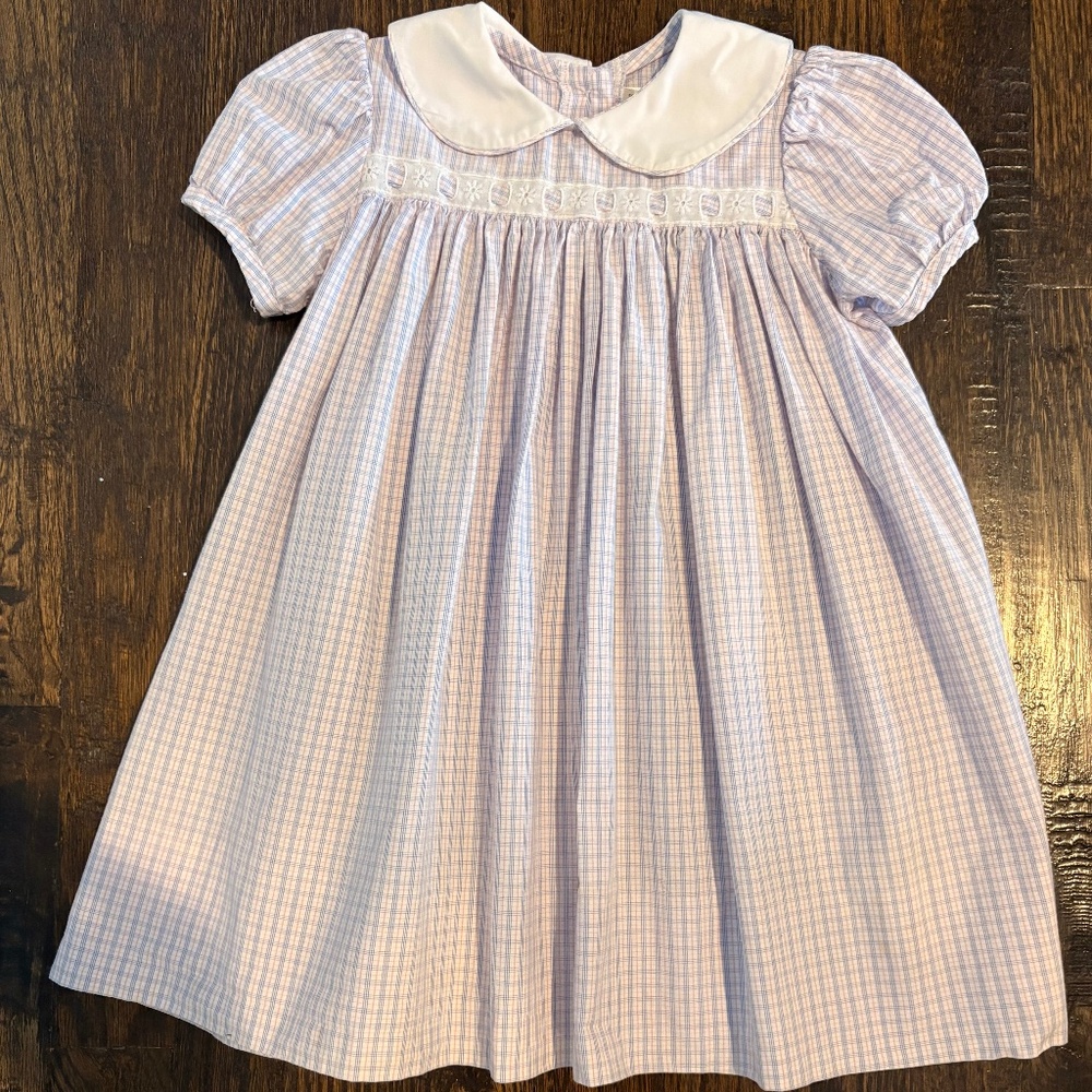 Lullaby set pink and blue windowpane dress VGUC 18m